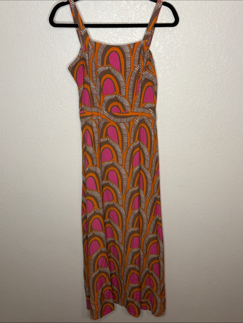 Totem Brown Geometric Design Boho Tropical Print Maxi Dress Size 2